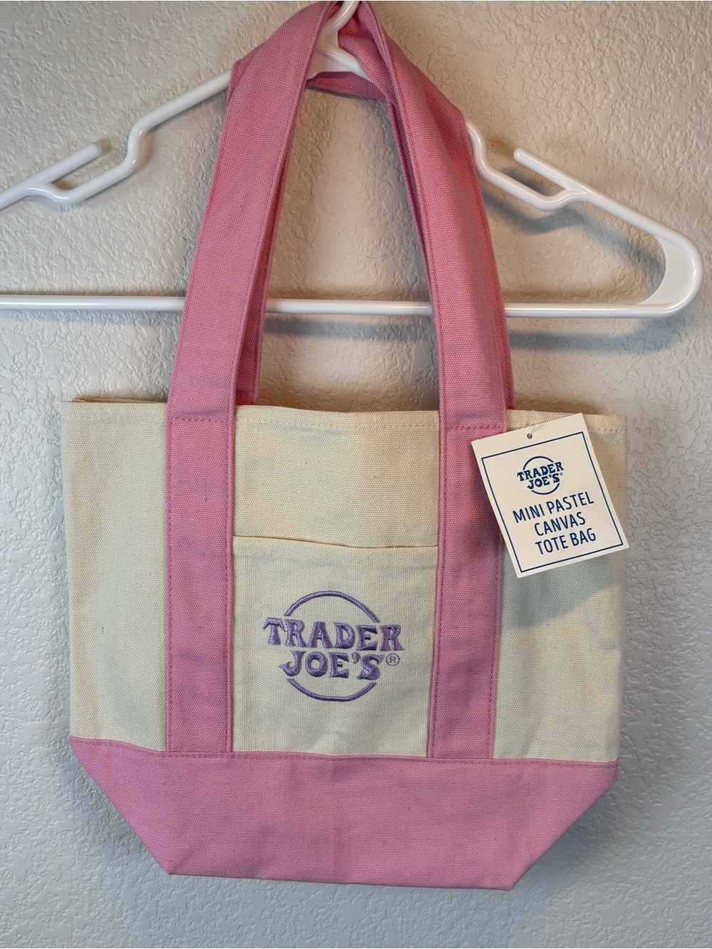 Trader Joe's NWT Mini pastel Pink Canvas Tote Bag Spring 2026